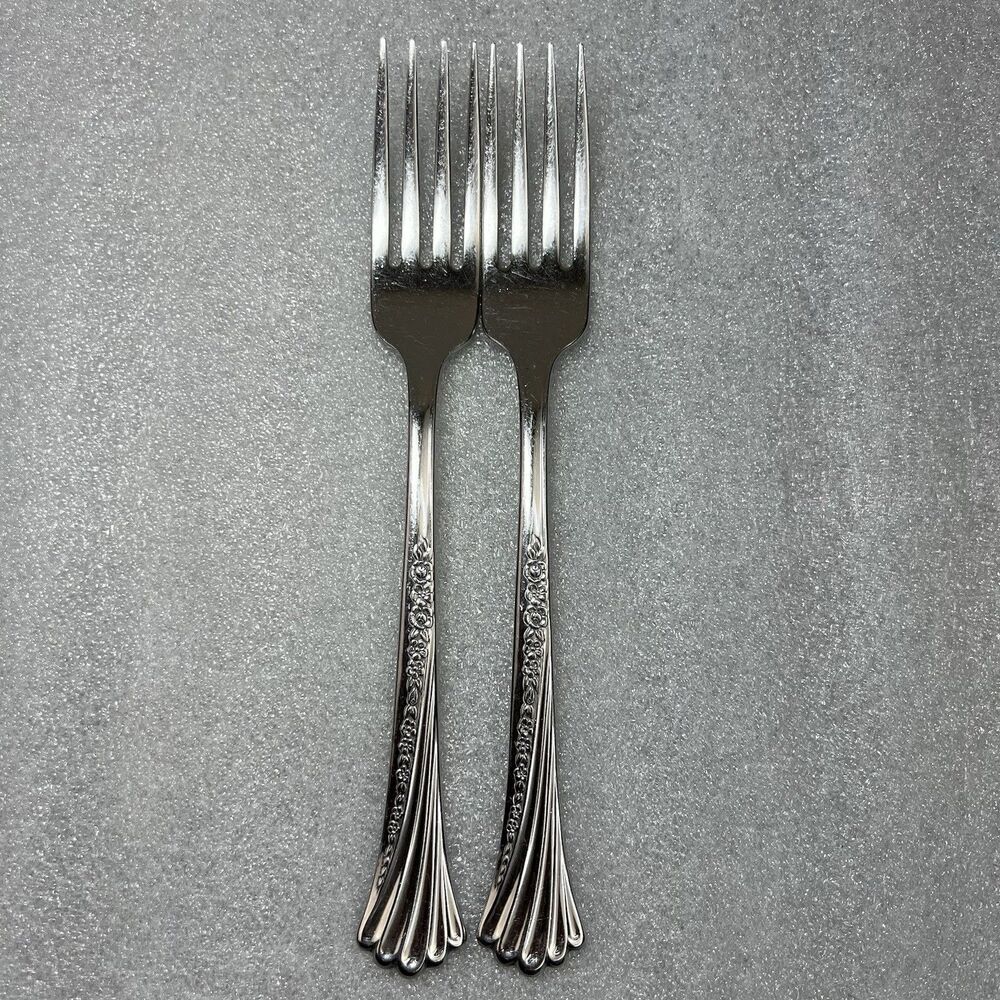 2 Of Oneida Spring Glen Dinner Fork 7 3/8" Distinction Deluxe Stainless Flatware